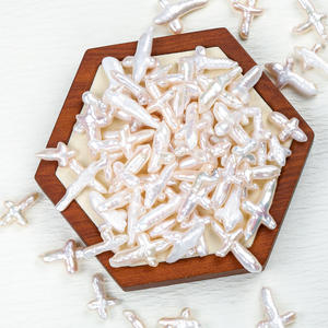 New Baroque Cross <b>Loose</b> <b>Beads</b> Natural Freshwater White Pearl DIY Accessories Wholesale - Product Image 1