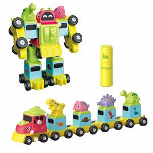 Juguete de Plástico, Tren de Dinosaurios, Hamburguesa Educativa 5 en 1, Tren de Dinosaurios Hamburguesa, Robot de Vapor, Bloques de Construcción DIY para Niños - Product Image 1