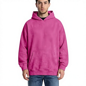 Sweat-shirt à capuche épais en molleton thermique pour homme, personnalisé avec logo OEM, tricoté uni, style vintage délavé à l'acide, 100 % coton - Product Image 2