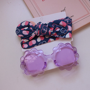 Kids Cartoon Sunglasses <b>Headband</b> Set <b>Baby</b> Flower Shade Glasses Solid Hollow Bow Hair Band <b>Baby</b> Wear Hair Accessory Set For Girls - Product Image 5