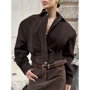 เสื้อแจ็คเก็ตมอเตอร์ไซค์ผู้หญิงแบบสั่งทำพิเศษ ปี 2026 ผ้าหนังกลับเทียม แขนยาว ซิปหน้า กันลม เสื้อนอกสำหรับฤดูใบไม้ร่วง - Product Image 4