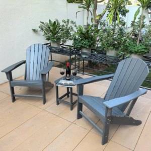 Sedia Adirondack Moderna <span class=keywords><strong>e</strong></span> Confortevole, Impermeabile <span class=keywords><strong>e</strong></span> Resistente allo Sbiadimento, in Plastica Effetto Legno per Giardino, <span class=keywords><strong>Cucina</strong></span> <span class=keywords><strong>e</strong></span> Parco - Product Image 5