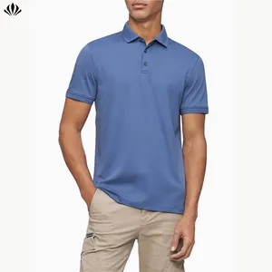 Custom Made Regular Fit Ultra Soft Lightweight Polo Shirt Solid Color Button Placket Short Sleeve Men's Polo Shirt