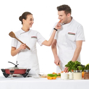 SunYue Professionnel Noir Coton Vestes de Cuisine Restaurant Cuisinier Uniforme Conception Classique Manteau de <span class=keywords><strong>Chef</strong></span> - Product Image 5