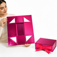Boîte cadeau rigide magnétique personnalisée avec logo couleur, finition mate, doublure en éponge, nœud en ruban, emballage en carton gris pour les fêtes, vente en gros