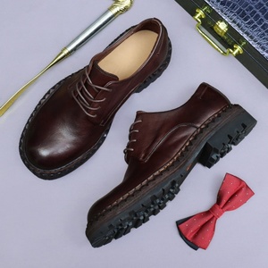Zapatos de Cuero Casuales de Alta Gama para Hombre con Suelas de Cuero Genuino, Estilo Británico Retro, Punta Redonda Grande, Cuero de Caballo - Product Image 2