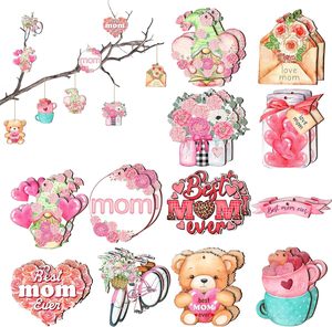 24 pièces, 12 motifs uniques, ornements pour la fête des mères, décorations en bois pour la fête des mères, ornements suspendus pour la fête des mères pour décorer l'<span class=keywords><strong>arbre</strong></span> - Product Image 1