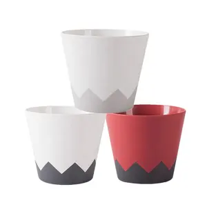 YUNCHENG Geometry 6" 13cm dual color Grey Red White PP Plastic Small Indoor Decorative Cover Flower Pots For Plant