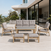 Ensemble de canapés d'extérieur toutes saisons avec structure en aluminium imitation bois, résistant à l'eau et aux UV, pour jardin et terrasse