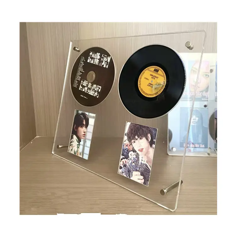 Penyimpanan persegi panjang, untuk 2 kartu dan 2 CD 2023 New Counter Top Display penyimpanan persegi panjang akrilik CD kartu foto item Kpop untuk idola Kpop