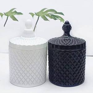 Cilindro de cristal semigris, almacenamiento de dulces para boda, candelabros cosméticos de lujo, tarros de velas de joyería vacíos - Product Image 4