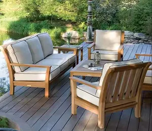 Hoge Kwaliteit Beste Product Sets Sofa Outdoor Teak Houten Patio Tuinmeubelen