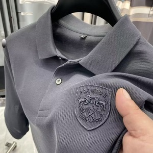 Polo uomo ufficio a buon mercato solido personalizzato grigia camicie a maniche corte per gli uomini - Product Image 1