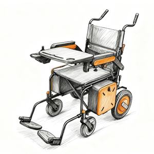 Kursi roda listrik lipat dewasa, kursi roda listrik ringan semua medan beban 150kg dengan meja makan - Product Image 2
