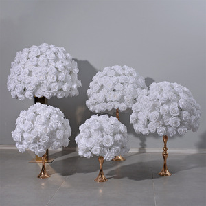 Boule de fleurs artificielles en rose et hortensia blanc pur, décoration pour mariage, événement, centre de table romantique, ornement de fond de fête - Product Image 2