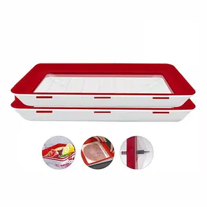 Hot Sale Flexible Food Plastic Preservation Tray Fruit Vegetables Storage Tray BPA Free Stackable Food Preservation Tray