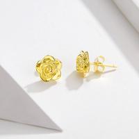 SCE646 Mode Braut schmuck Gelbgold Rose Blumen form 925 versilbert Ohr stecker Kleine Ohrringe Frauen Mädchen
