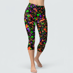 Leggings capri taille haute pour femmes, imprimé océan, extensibles, pour yoga, fitness, entraînement, course à pied, vêtements de sport - Product Image 3