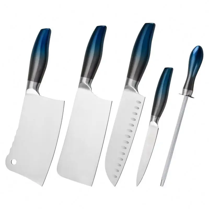 Cuchillo de cocina completo de acero inoxidable para cortar carne, cuchillo para picar, juego de combinación de cocina