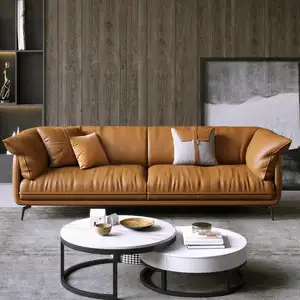 Popular Home Furniture Luxury Modular Brown Corner Couch Leather Fabric Living Room Sofa