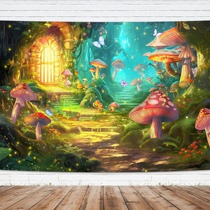Fondo Fotográfico Personalizable de Camino de Hongos en el Bosque Encantado, Fondo de Cuento de Hadas, <span class=keywords><strong>Banner</strong></span> para Fiesta de Cumpleaños de Niña o Baby Shower - Product Image 3