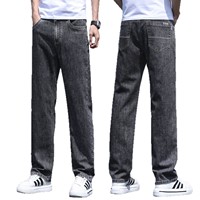 Jean en denim délavé pour homme, coupe droite décontractée, taille mi-haute, ample, grande taille, style business décontracté, respirant, vente en gros