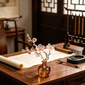 Scultura Vaso con Fiori di Prugna BZY Personalizzabile - Statua in <span class=keywords><strong>Resina</strong></span> Cristallina su Misura per Giardini e Arredamento Casa - Product Image 4