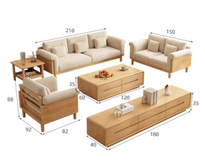 Canapé sectionnel moderne et simple 2026 en bois massif, idéal pour petit appartement, chaise de salon avec assise en éponge, canapés en bois pour hôtels - Product Image 6