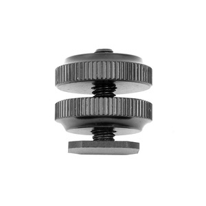 1/4 <span class=keywords><strong>vis</strong></span> de montage sur trépied Double couche Flash adaptateur de chaussure chaude pour DSLR Gopro caméra d'<span class=keywords><strong>action</strong></span> Photo Studio accessoires double écrous noir - Product Image 5