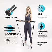 Kit de barra de Pilates con bandas de resistencia, entrenamiento para todo el cuerpo, equipo de ejercicio para mujeres y hombres gimnasio en casa Yoga Pilates