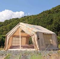 Tente cabine gonflable 12 17 Spm 2 chambres tente pneumatique avec moustiquaire à fenêtre transparente pour tente de Camping en plein air multifamiliale
