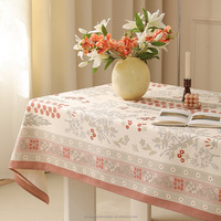 Nappe rectangulaire florale, couverture de table imprimée florale de saison lavable vintage élégante rose pour le décor de dîner de pique-nique de fête