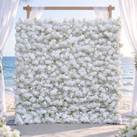 Panel Latar Belakang Bunga Putih Buatan, Mawar & Gypsophila, untuk Pernikahan, Acara, & Photo Booth (Grosir)
