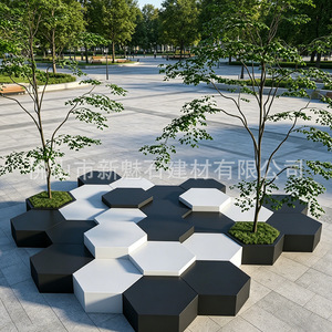 Nuevos Materiales de Construcción de Piedra, Bancas Modulares GRC Combinables para Jardín, Bancas de Cemento para Patio, Plaza y Espacios Exteriores - Product Image 4