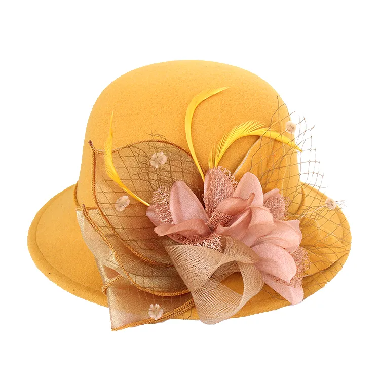 Шляпа фетровая женская, однотонная круглая Федора, в стиле форматов, для вечеринок, шерсть