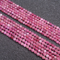Vente en gros de tourmaline rose naturelle, pierres rondes à facettes, perles de cristal naturelles en vrac de 2mm 3mm 4mm pour la fabrication de bijoux de collier