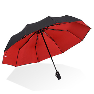 Parapluie de luxe compact personnalisé avec logo imprimé, pliable en trois, entièrement automatique, en nylon, avec sac, pour cadeaux d'affaires - Product Image 5
