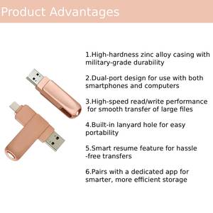 แฟลชไดรฟ์ USB-C แบบ 2-in-1 รุ่นใหม่ Type-C 3.0 วัสดุโลหะผสมสังกะสี ความจุ <span class=keywords><strong>32GB</strong></span> พร้อมสลักโลโก้ฟรี รับประกัน 1 ปี บรรจุกล่อง สำหรับ <span class=keywords><strong>iPhone</strong></span> 15/16 - Product Image 2