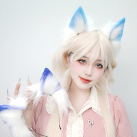 E0089 Accessoire pour cheveux d'oreilles d'animaux en peluche de style japonais fait à la main Bandeau réaliste coloré pour oreilles de chat, renard et loup Accessoire de cosplay