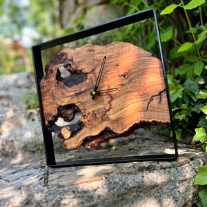Natural Wood <b>Wall</b> <b>Clock</b> with Metal Frame, Live Edge Rustic <b>Decor</b>, Handmade Statement Timepiece, Modern Home <b>Wall</b> Art - Product Image 1