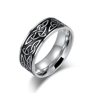 Nordic-style Celtic triangle knot <b>titanium</b> steel <b>ring</b> for men, stainless steel, fashionable and trendy retro jewelry. - Product Image 5