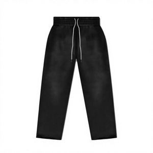 Pantalon de survêtement décontracté 100 % coton délavé à l'acide et à la pierre pour homme, avec cordon de serrage, idéal pour l'hiver - Product Image 1