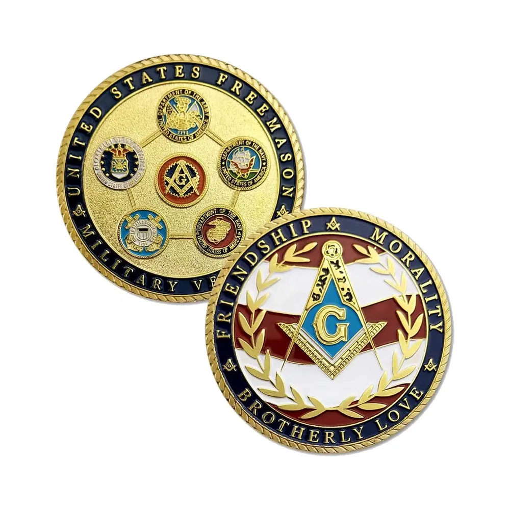 Религиозная металлическая эмалированная масонская монета, подарок, Золотая тарелка, монета масона
