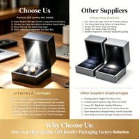 Haute qualité Simple LED luxe boîte à bijoux velours emballage pour collier boucles d'oreilles forme octogone fermeture à pression usine directe