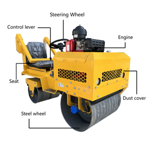 0.75 Ton Hydraulic Ride-On <b>Roller</b> with Double Drum <b>Water</b>-Cooled Diesel Engine Vibratory <b>Roller</b>-Core Components Pump and Motor - Product Image 3