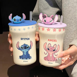 Taza de Cerámica Disney con Pajita y Tapa, Taza de Café Personal con Dibujos Animados <span class=keywords><strong>para</strong></span> Oficina, Hogar y Regalo - Product Image 3