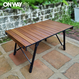OnwaySports Egg Roll <strong>Table</strong> Outdoor Camping Folding <strong>Table</strong> Aluminium Wood Grain Height Adjustable Portable <strong>Table</strong> - Product Image 5