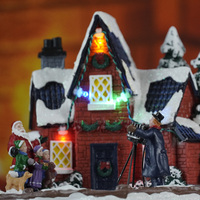 Nouveauté : Village de Noël en plastique avec train rotatif et patineurs mobiles, éclairage LED et musique, adaptateur inclus