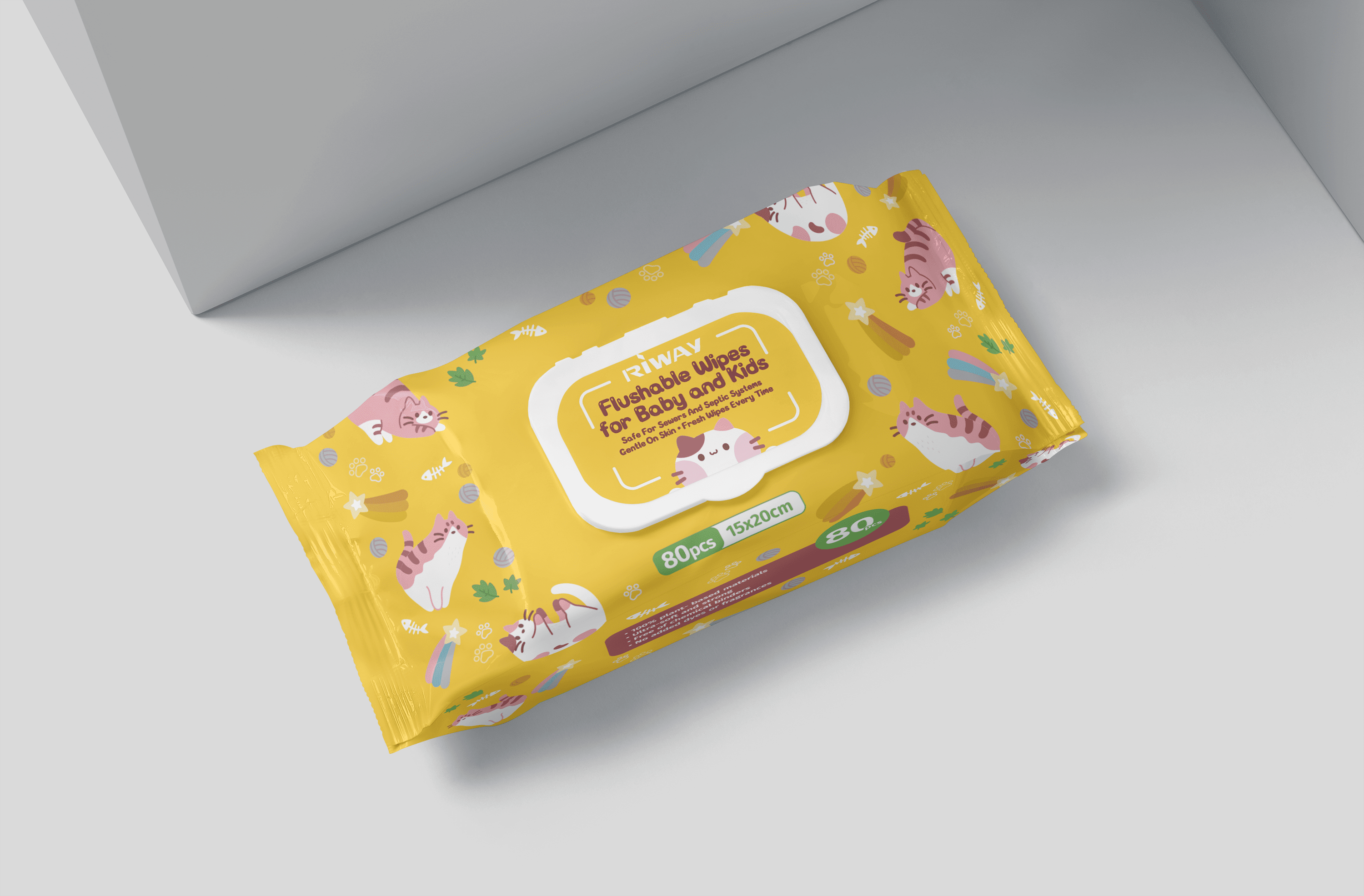 Yellow-flushable baby wipes