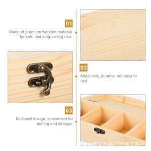 Caja de Almacenamiento de Madera Maciza, Rectangular, con Tapa Abatible, Compartimentada, Organizador de Oficina, para Montar en Escritorio, Caja de Regalo - Product Image 4
